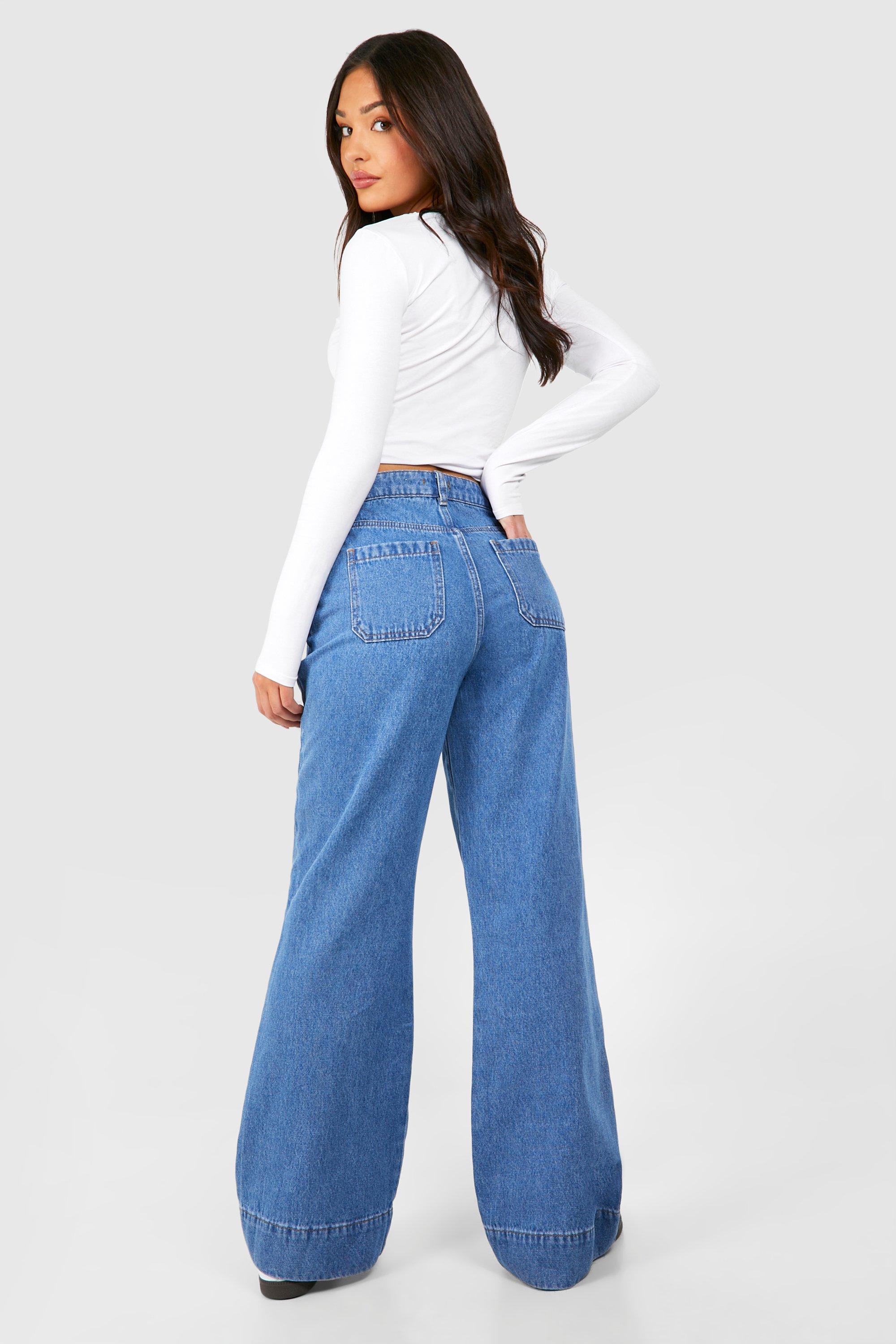Petite Turn Up Hem Straight Leg Jeans